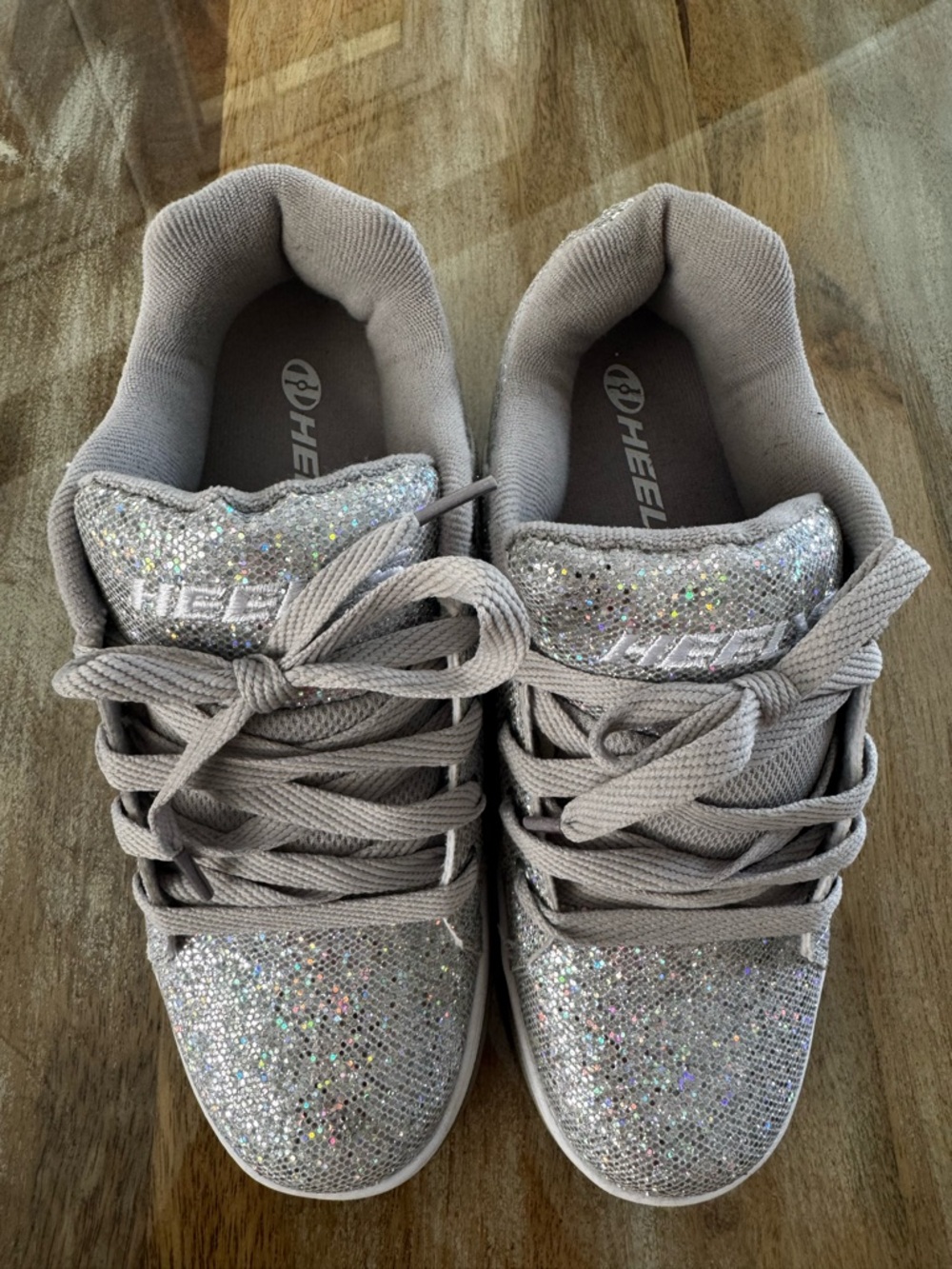 Heelys Kids Silver Glitter Lace-Up Rolling Sneakers - Picture 8 of 8